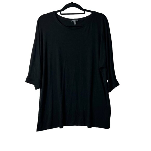 Eileen fisher‎ black 3/4 Sleeve top women’s small - Picture 1 of 8